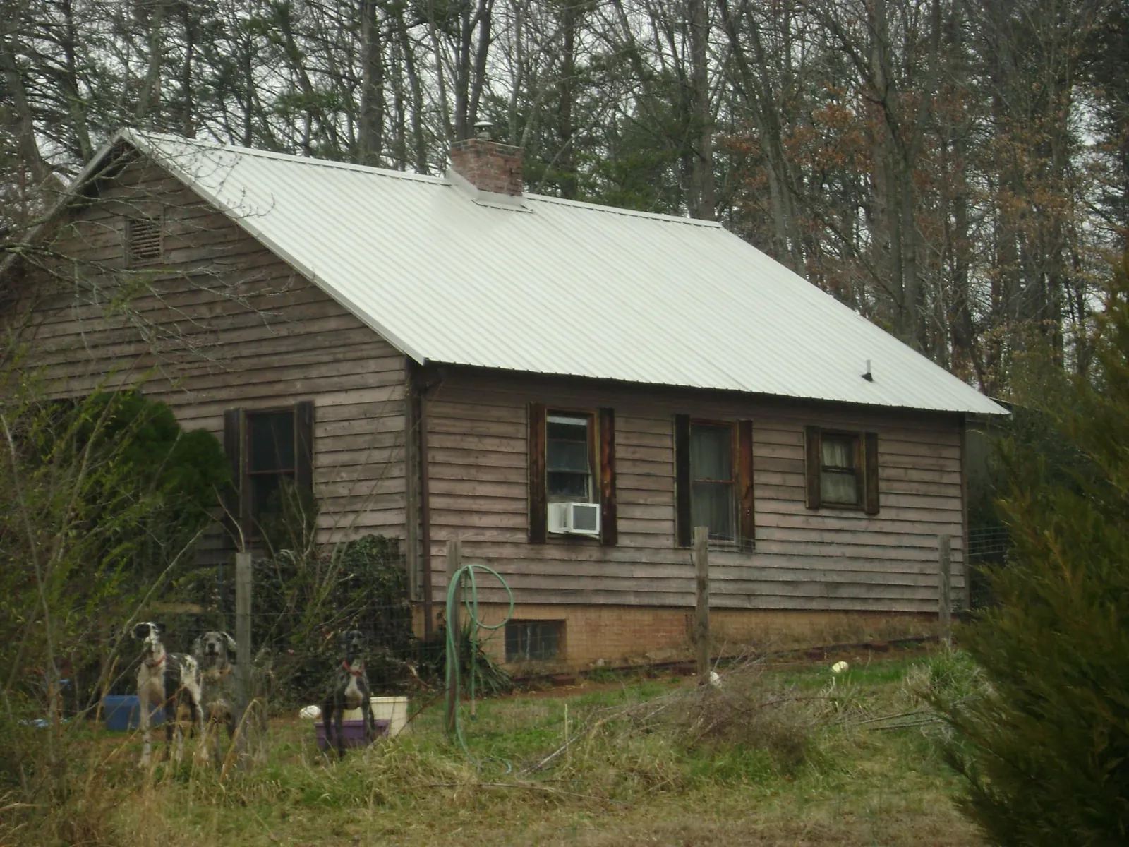 White metal roof on an old wood sided farmhouse, from a Asphalt Shingle Roof Repair job in Hollywood